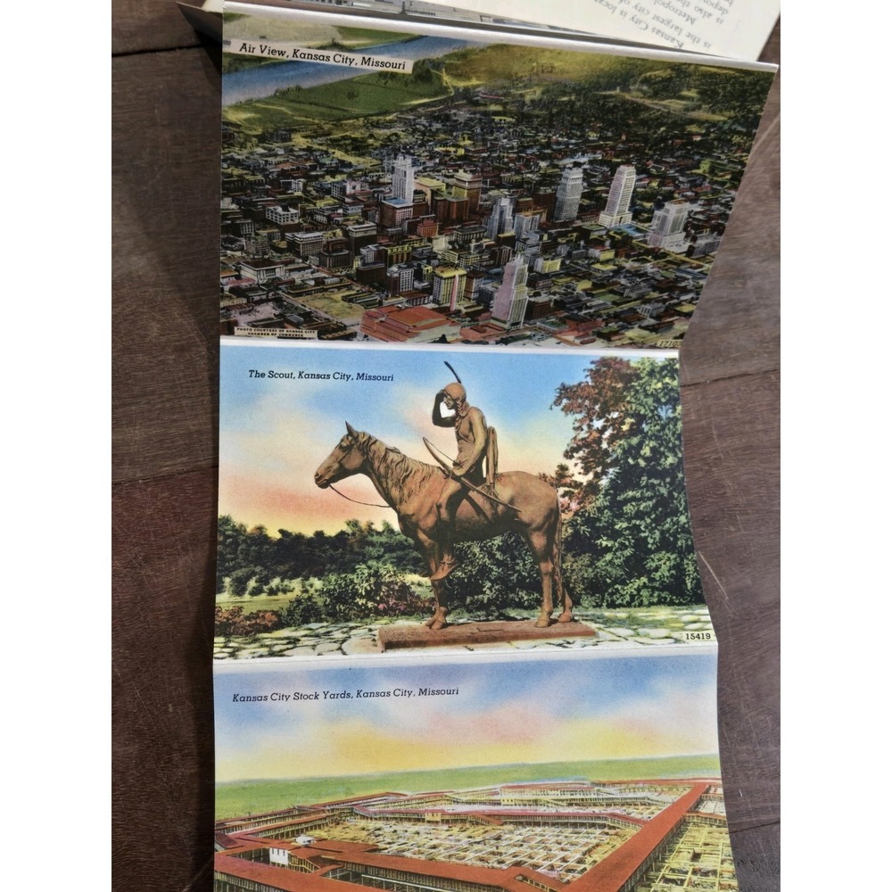 40s Vintage SOUVENIR FOLDER of GREATER KANSAS CITY Postcard Album, Attractions - Picture 9 of 14